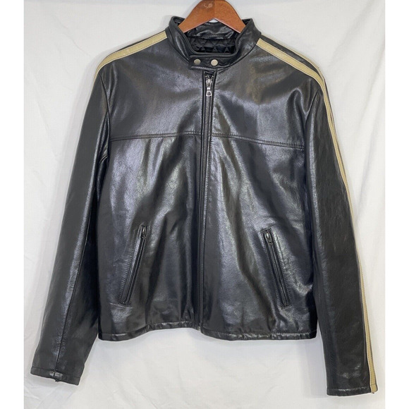 Tommy Hilfiger Other - NEW Red Label Hilfiger Denim Black Leather Bomber Moto Jacket Coat Men's MEDIUM